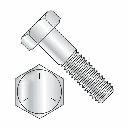 Grade 5, 1/4-28 Hex Head Cap Screw, Zinc Plated Steel, 7/8 In L, 100 PK